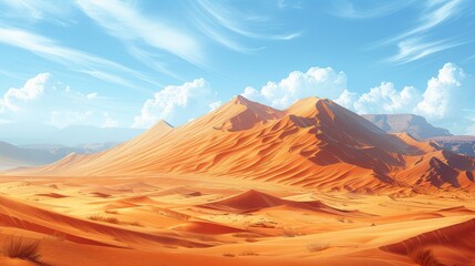 Naklejka premium Desert Landscape With Mountain in Background