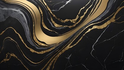  Black White Marble with golden texture background - obrazy, fototapety, plakaty