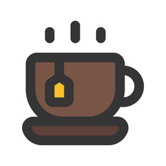 tea cup line color icon