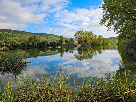 Retention of the Pisuerga river in Alar del Rey, beginning of the Canal de Castilla, Palencia province