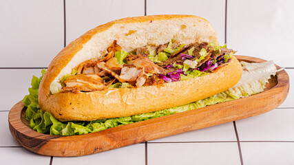 Chicken doner kebab on tray