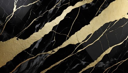  Black White Marble with golden texture background - obrazy, fototapety, plakaty