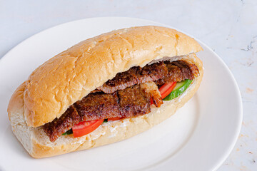 Turkish beef doner kebab on plate