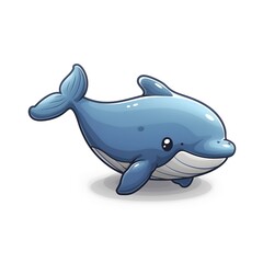 Deep Blue Wonder: Animated Cute Blue Whale Sticker, Bringing the Calmness and Majesty of the Ocean into Conversations. wild, wilderness.