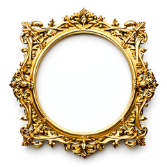 antique royal gold frame isolated on white background