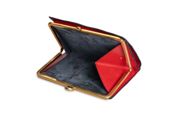 Red leather money wallet isolated