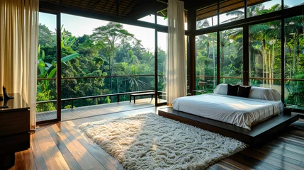Foto op Plexiglas Schlafzimmer in einer Villa auf Bali © shokokoart