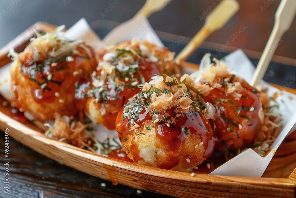 Wall mural Delicious Takoyaki Ball, Japan's Famous Snack Food