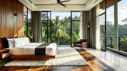 Schlafzimmer in einer Villa auf Bali - obrazy, fototapety, plakaty