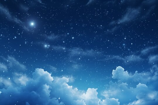 a blue sky with clouds and stars