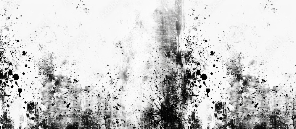Poster a monochromatic picture captures a brush stroke on a white canvas, resembling a natural landscape wi