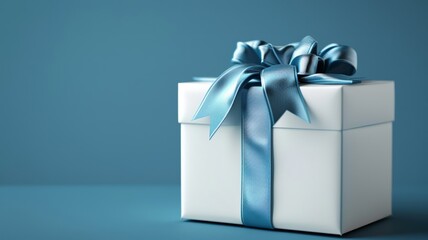 Luxurious white gift box with a blue satin ribbon for special occasions