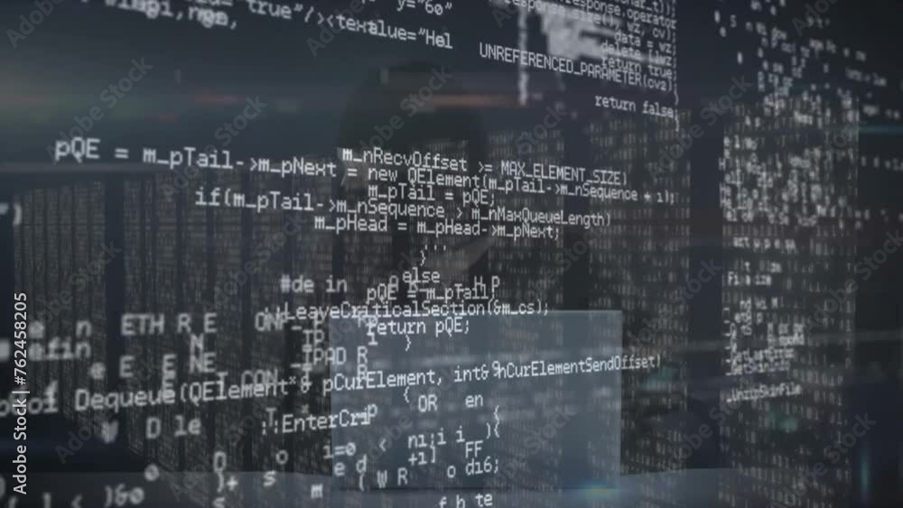 Poster animation of digital data processing over computer servers