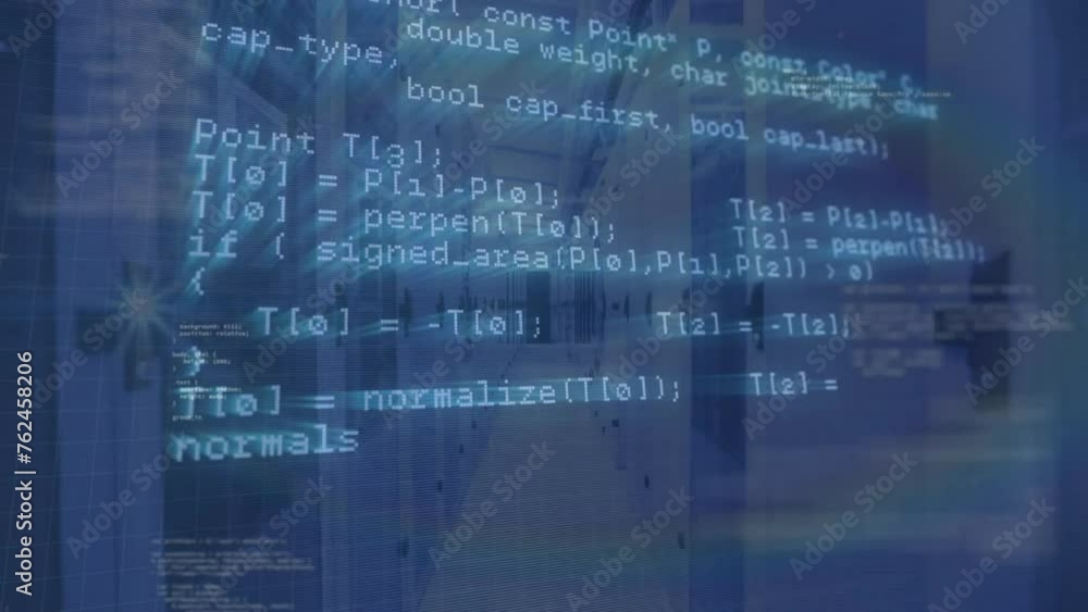 Poster animation of digital data processing over computer servers