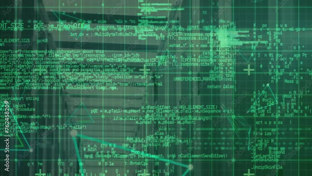 Poster animation of digital data processing over computer servers