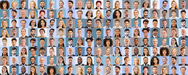 Panorama Collage von Business Menschen vor dezenten Hintergründen