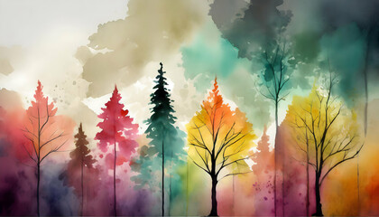 Abstract beautiful minimalist Great collection of color gradient and drawing of tree landscape
