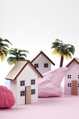 model of miniature beach houses representing a vacation village