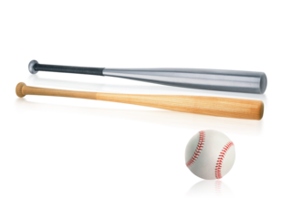 Baseball bat and ball, transparent background