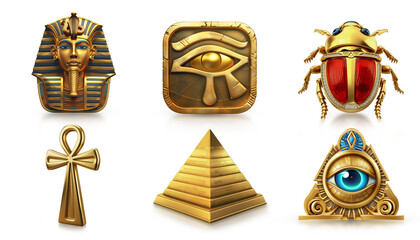 Set of Egyptian gold symbols