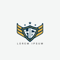 Luxury HG, GH Letter Wing with Shield Logo template