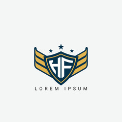 Fototapeta premium Luxury HF, FH Letter Wing with Shield Logo template