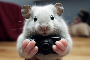 Photogenic Hamster selfi pet. Small young. Generate Ai