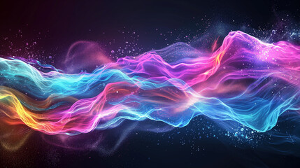 Wavy abstract background with glowing neon colors	