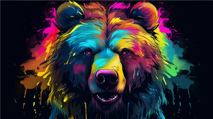 Bear illustration colorful head wallpaper hd / You can find other images using the keyword aibekimage