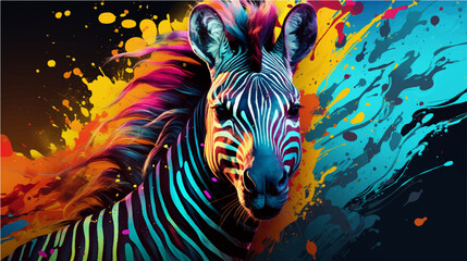 Fototapeta na wymiar Zebre illustration colorful head wallpaper hd / You can find other images using the keyword aibekimage