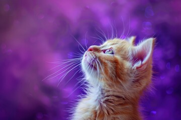 cute kitten looking up on an airy