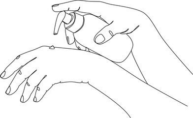 beauty cream using on hands lineart