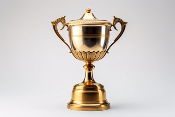 Fototapeta na wymiar a gold trophy with a white background