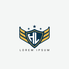 Luxury HL, LH Letter Wing with Shield Logo template