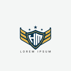 Luxury HM, MH Letter Wing with Shield Logo template