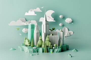 3d rendering of a city with a building on top of it