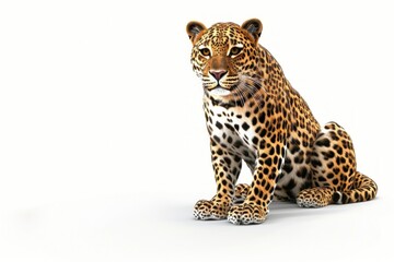 leopard wild animal sitting on white 3d image