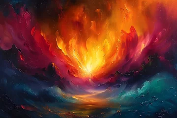Gardinen Captivating Fantastical Dreamscape Painted in Brilliant Chromatic Tones © Duanporn