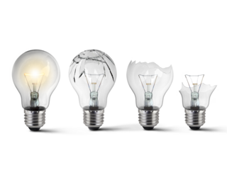 light bulb and Broken light bulb, transparent background