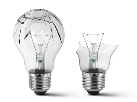Broken light bulb, transparent background - Powered by Adobe