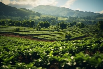 Fototapeta na wymiar green coffee plantation Generative AI