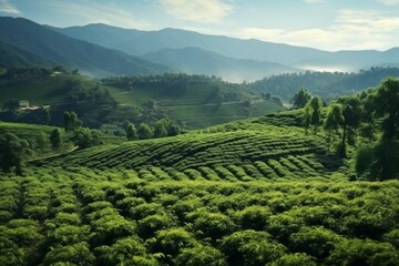 Fototapeta na wymiar green coffee plantation Generative AI