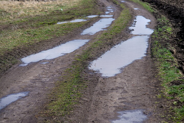 Photo of puddles on rural road