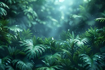 Fototapeta na wymiar Lush Jungle Landscape with Captivating Depth and Lighting Effects