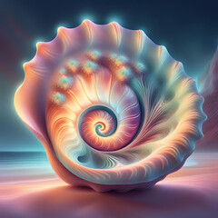 Abstract bright cutaway illustration of a sea shell