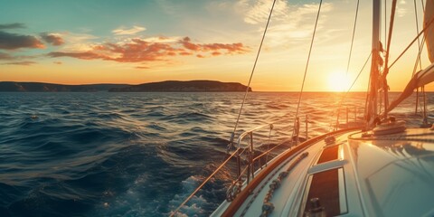 the yacht sails into the sunset Generative AI
