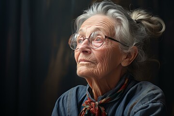 Wise Senior woman portrait. Home lady. Generate Ai