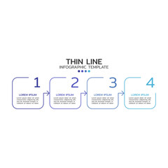 Business process step design template. Timeline infographic with 4 steps, options, arrows. Vector thin line elements for presentation.