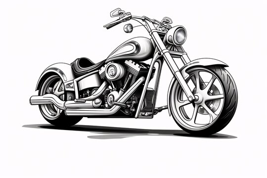 a black and white drawing of a motorcycle