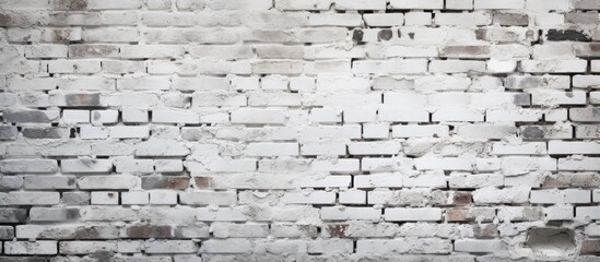 A detailed closeup of a monochrome white brick wall with a geometric pattern, showcasing the symmetry and rectangle shapes of the beige bricks